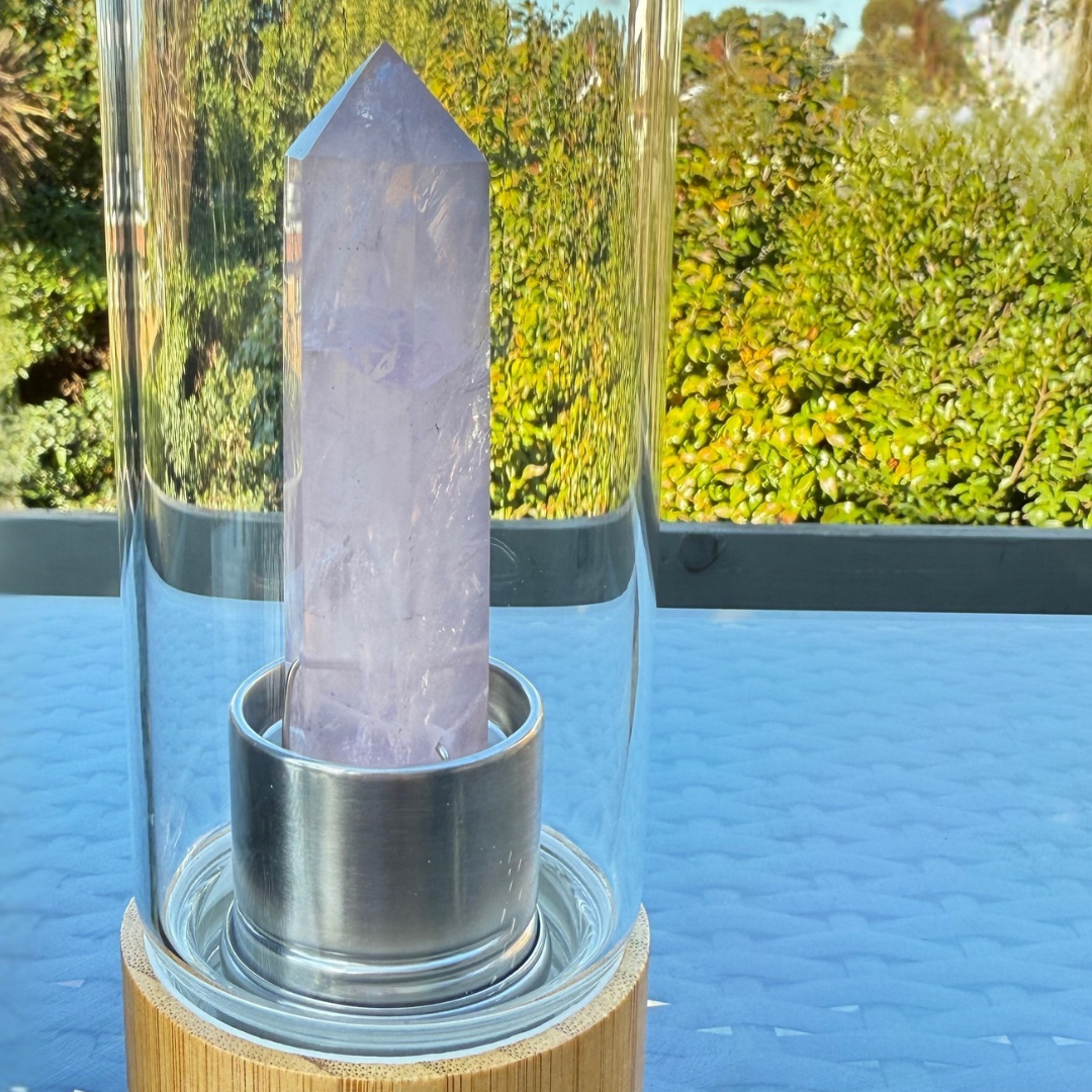 Rose Quartz Crystal Water Bottle