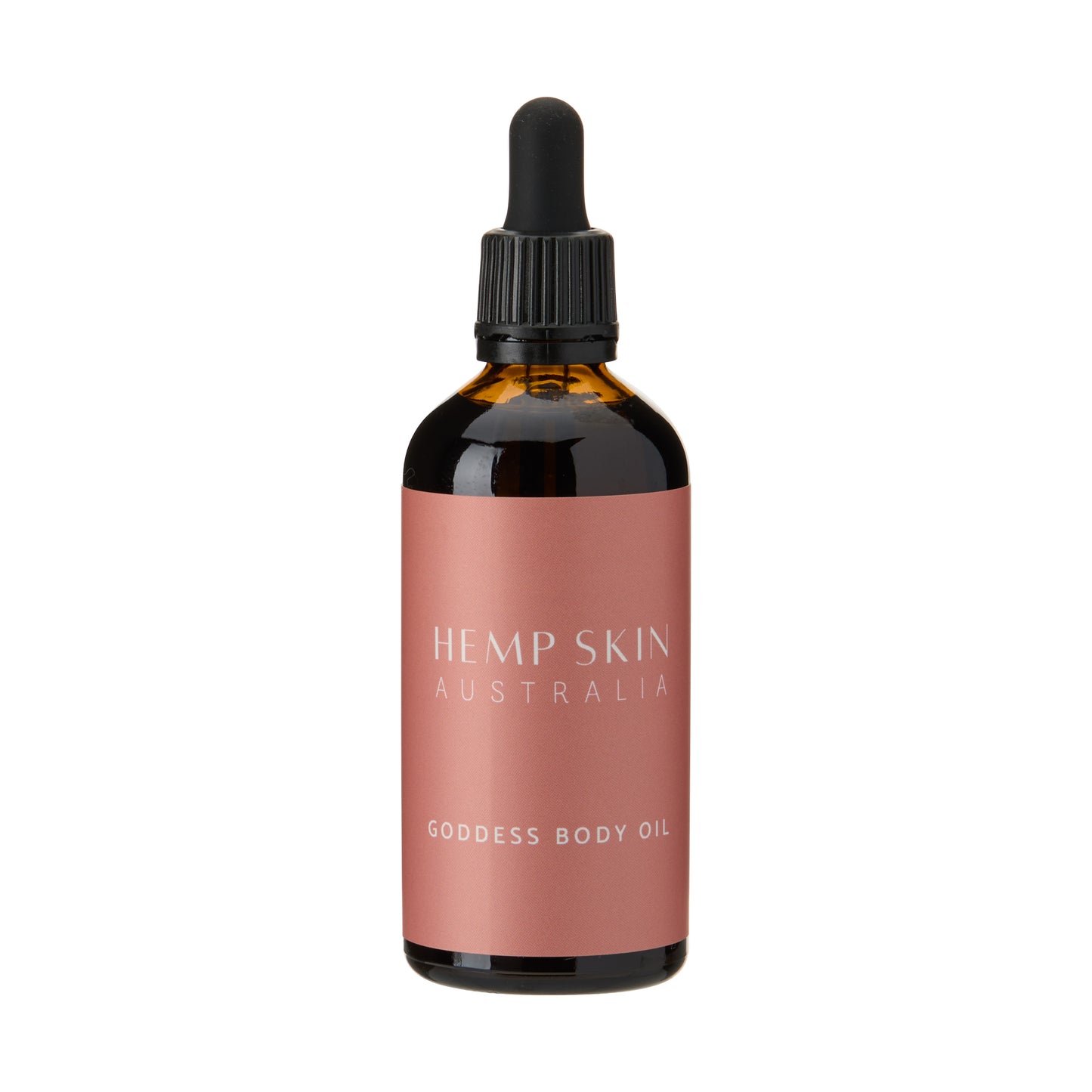 Bottle of Hemp Skin Australia Goddess Body Oil on a white background