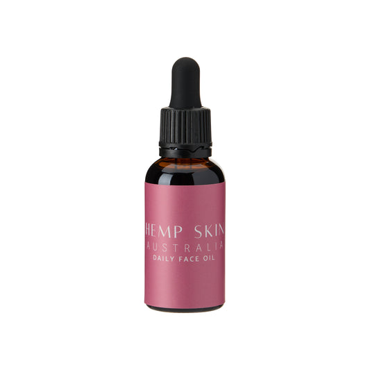 Bottle of Hemp Skin Australia daily face oil on a white background